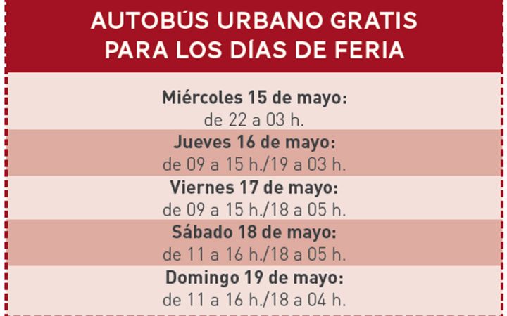 HORARIO AUTOBÚS URBANO FERIA 2019